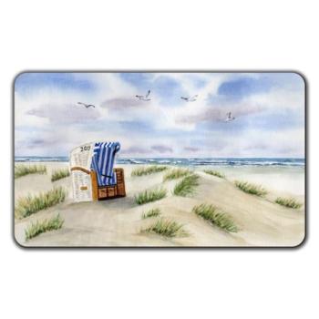 Frühstücksbrettchen  Aquarell Kunst Maritim Druck Kunstdruck Strandkorb Sylt Nordsee Meer Möwe Strand Dünen